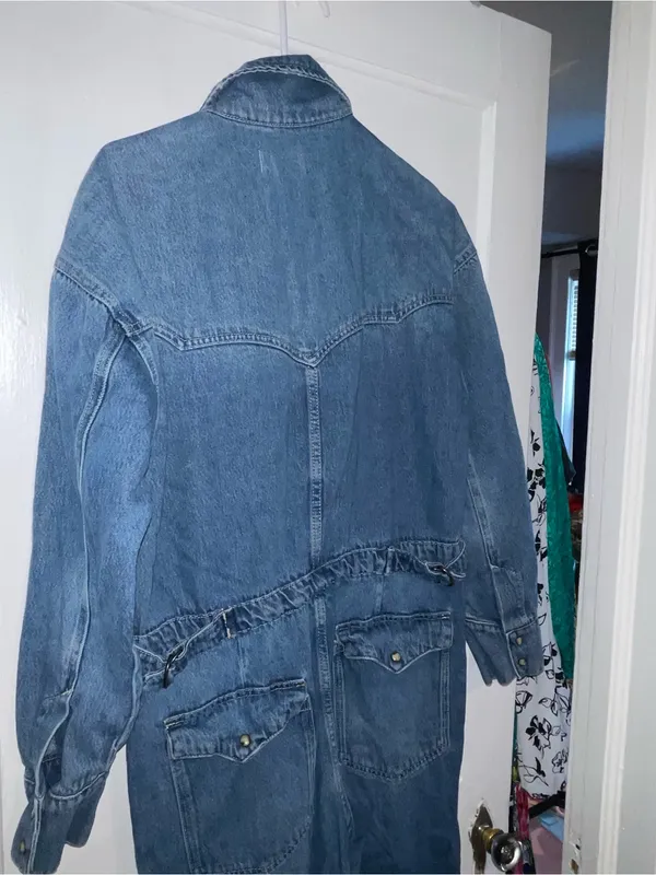 We The Free Blue Denim Coverall Jumpsuit - Size Medium - Image 5