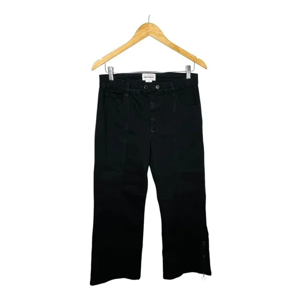 For The Republic Wide Leg Jeans Womens 8 Black Seam Detail Ankle Zip High‎ Rise - Image 2
