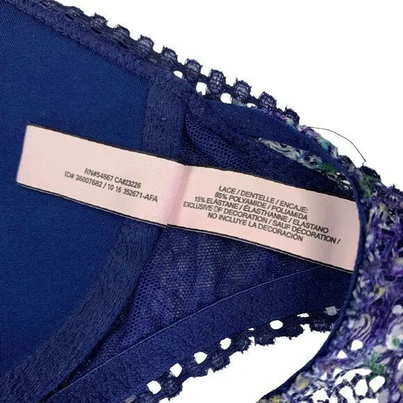 Victorias Secret Lace Bralette Blue XS Romantic Lingerie Y2K - Image 5