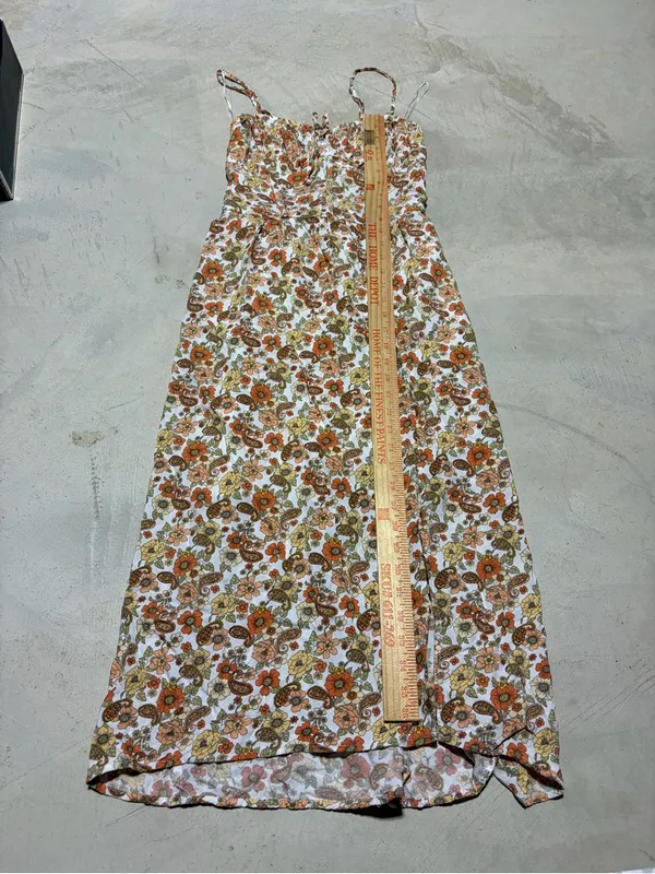 Hollister Floral Smocked Sundress in White and Orange small - Image 2
