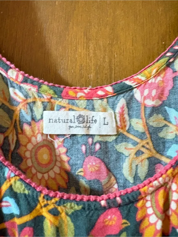 Natural Life green & red floral bird print maxi dress - Image 2