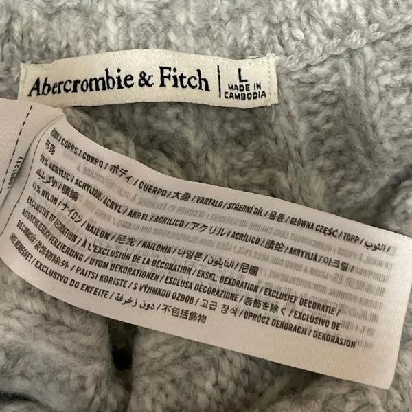 Abercrombie & Fitch Women's Gray Off The Shoulder Long Sleeve Sweater Top Size L - Image 4