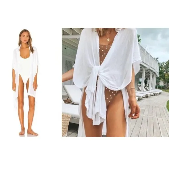 L*SPACE Anita Cover Up in White Size Medium / Large - Image 2