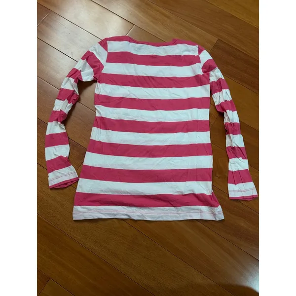 Lacoste Womens Pink White Stripe‎ Long Sleeve Crew Neck Shirt Top Size 40 - Image 5