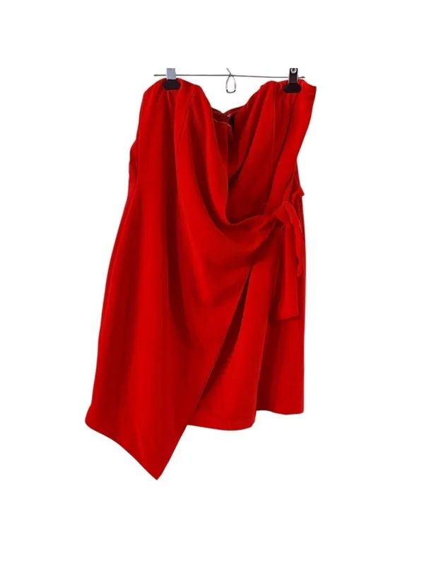 DO+BE Strapless Red Wrap Tie Mini Dress - Image 2