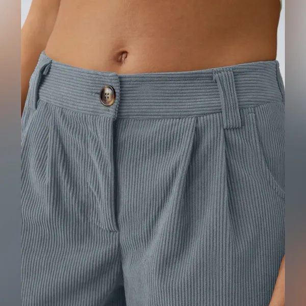 NWT HALARA Mid Rise Zipper Pocket Corduroy Casual Pants in Blue Women’s Sz Large - Image 3
