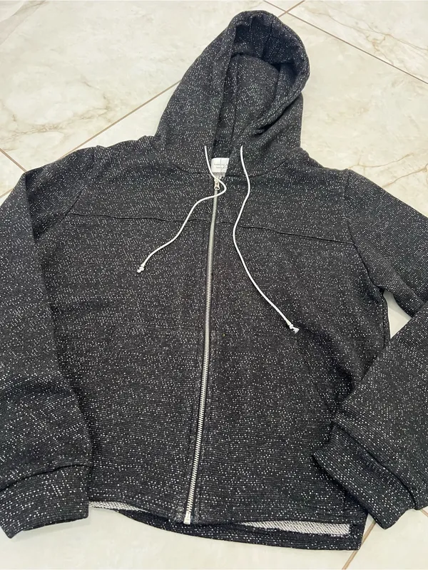 NEW Humming Bird Maison De Seoul Black Speckled Zip Up Hoodie Size Medium - Image 2