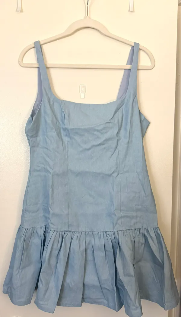 Lulus Blue Lace-Up Backless Drop Waist Mini Dress - Image 3