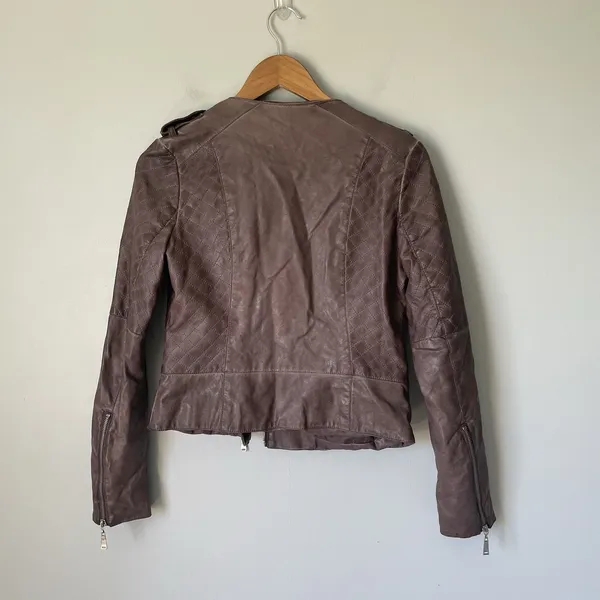 J2 by JouJou Vintage y2k 2000's Moto Jacket Brown Cropped Faux Leather Size XS - Image 2