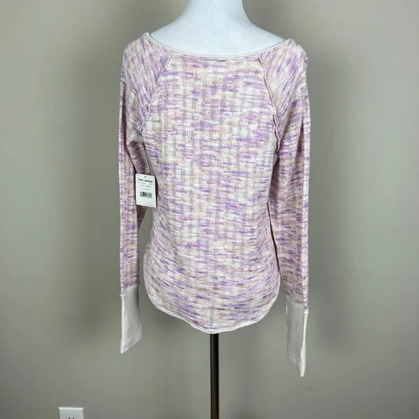 We The Free People Top Womens Medium Open Knit Spaced Out‎ Scoop Neck Thumbholes - Image 9