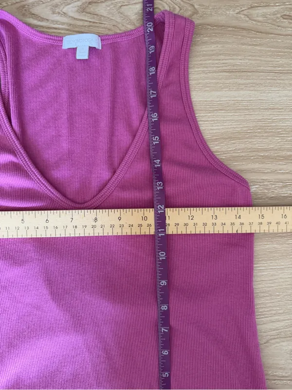 beyond yoga medium rib v neck tank hibiscus pink orchid lounge comfy - Image 4