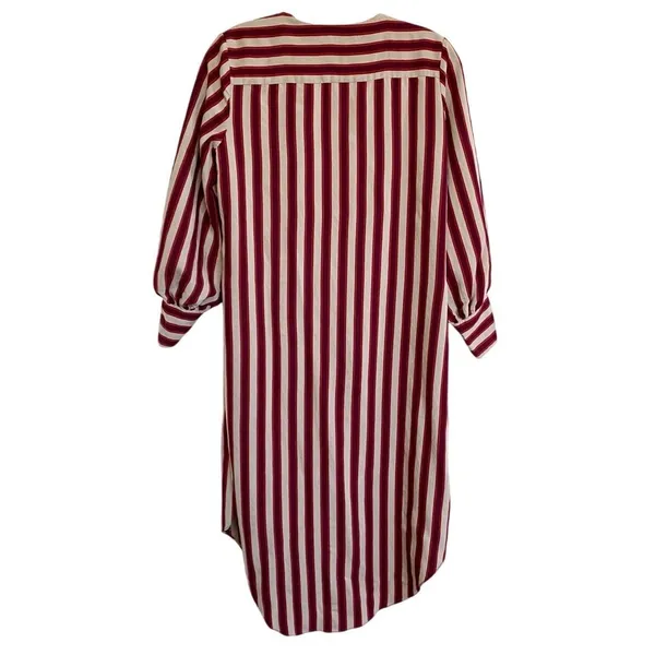 Zara Woman Burgundy Cream Striped Longline Wrap‎ Tunic Top XS - Image 6