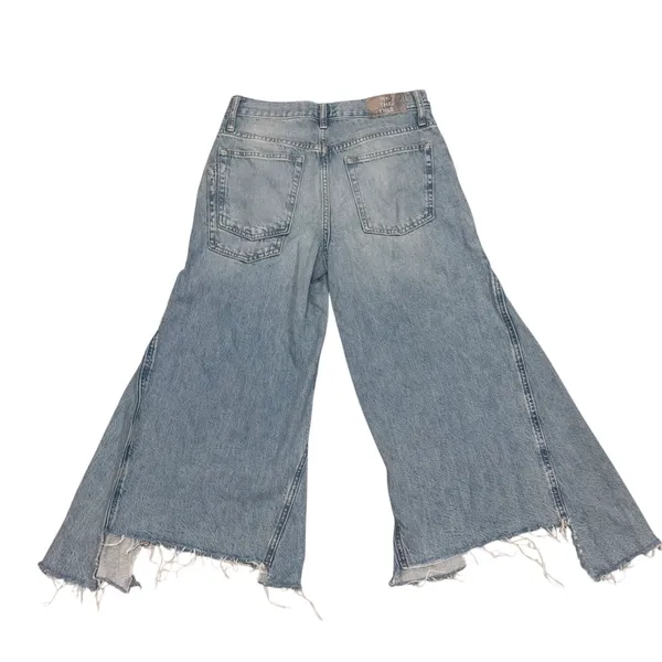Free People We The Free Ripple Wide Leg Pieced Cropped Denim Button Fly Jeans 26 - Image 6