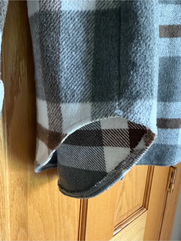 Sewn + Seen Oversized Cozy Plaid Flannel Shacket Size Women’s Small Gorpcore Gray - Image 4