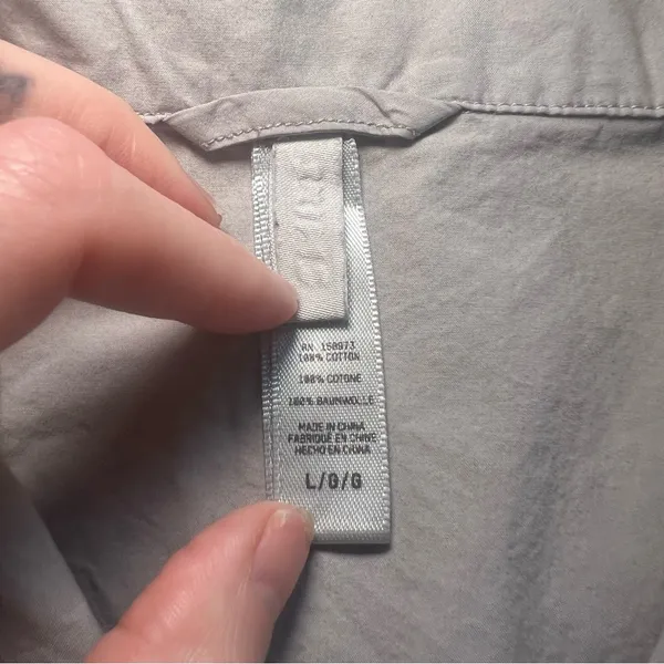 Skims Poplin Sleep Button Up Top Unisex Size Large Gray‎ Long Sleeve Loungewear - Image 4