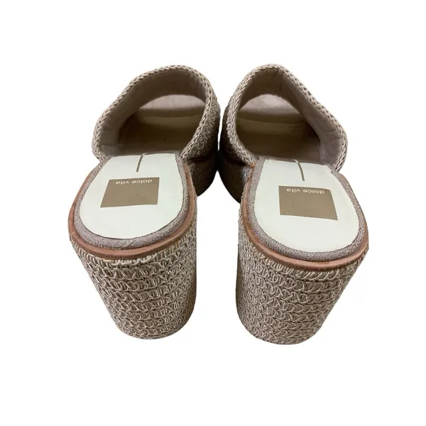 Dolce Vita Ladin Platform Sandals 9 Beige Crochet Block Heel Slide 90s Y2K Boho - Image 4