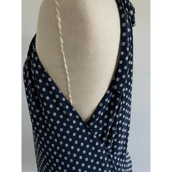 Prose & Poetry Navy Polka Dot Halter Dress Open Back Ruffle XS - Image 8