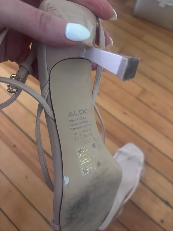 ALDO Nude Patent Leather Ankle Strap Heels – Size 8.5 - Image 4
