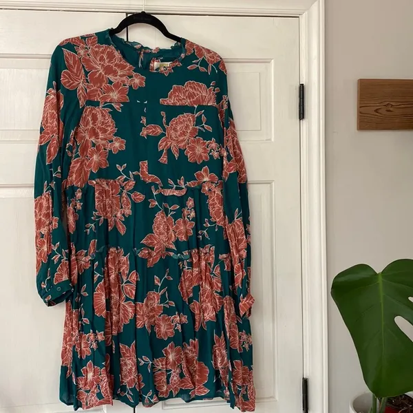 ANTHROPOLOGIE‎ Maeve Esther Floral Tiered Tunic Dress New NWT Small Green Orange - Image 4