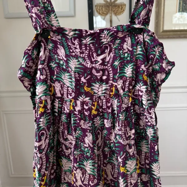 We Be Bop Purple Monkey Print Overalls Romper OSFM Size M - Image 9