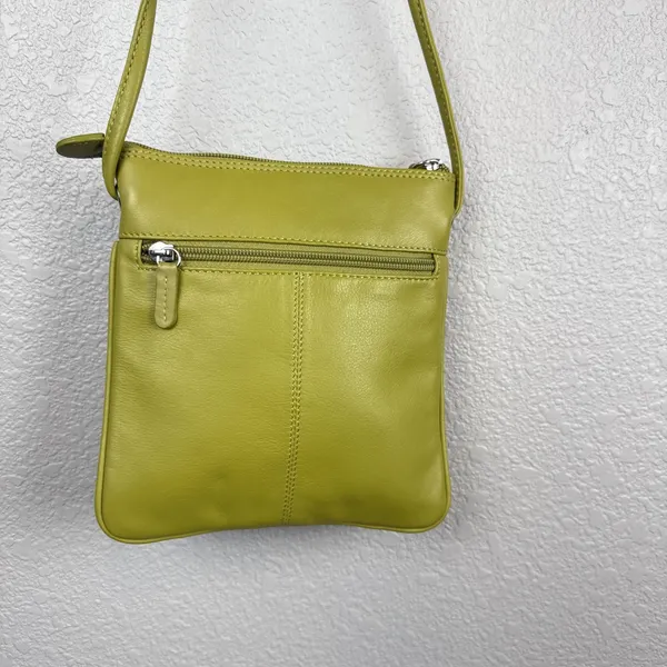 ili Small‎ Crossbody Bright Chartreuse Green Leather Zip Top Exterior Pockets - Image 4