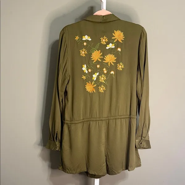 Lunik Olive Embroidered Floral Romper Size M‎ NWT Boho Utility Casual Outfit - Image 10