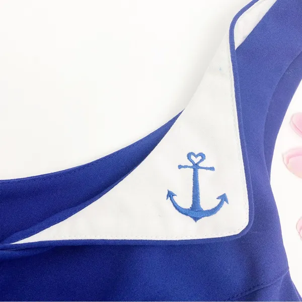 ModCloth X RockSteady Pinup Rockabilly Nautical Anchor Fit & Flare Midi Dress - Image 6