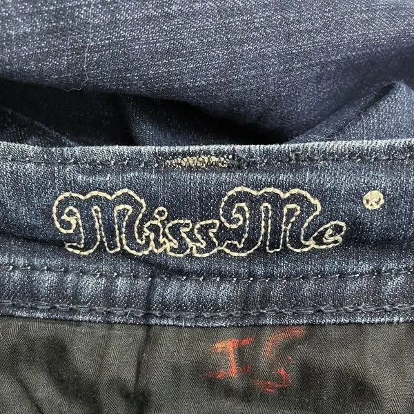 Miss Me Y2K Jeans Women's Size 29 Bling Rhinestone Back Flap Bootcut Dark Wash - Image 9