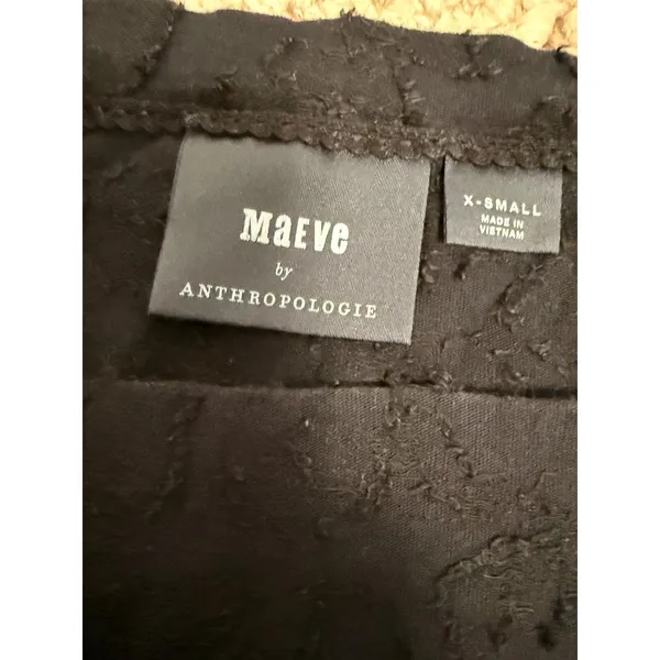 Maeve Anthropologie Batia Textured Babydoll Blouse Black Puff Sleeve‎ XS - Image 3
