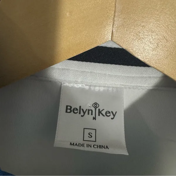 NWT Belyn Key Perry‎ Sleeveless Golf Polo Tank White/Blue Size Small - Image 5