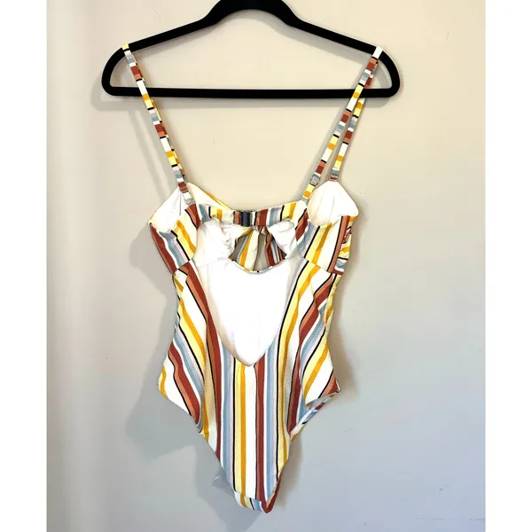 NWT Minkpink Swim Paradise One Piece Multicolor Stripes Swimsuit sz. M - Image 6
