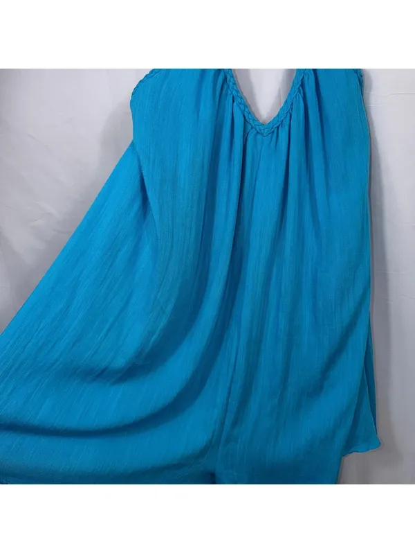 Skylar Rose Turquoise Halter Romper Women’s Large - Image 4