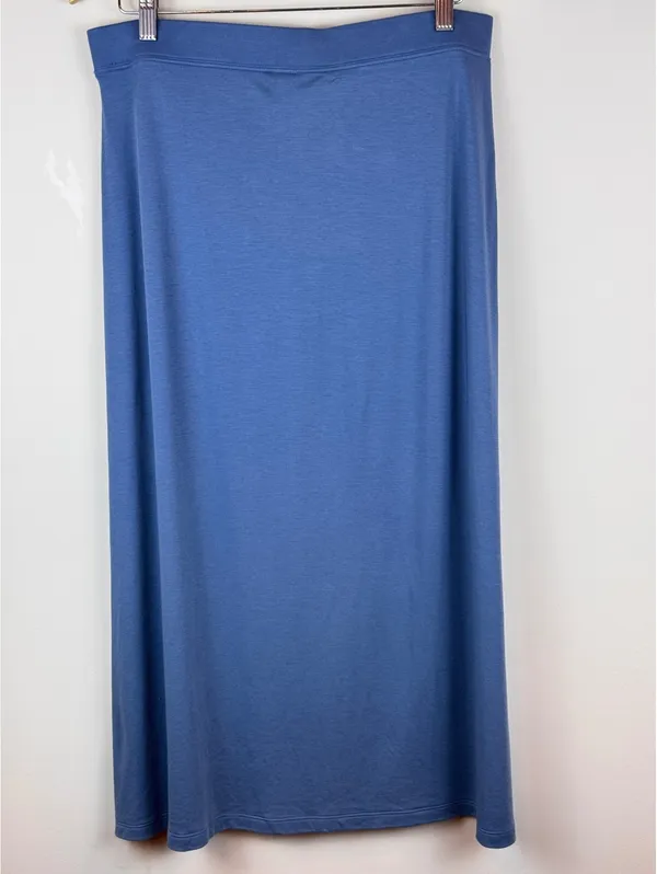 Peruvian Connection Pima Cotton Blue Maxi Skirt Large L Made Peru Minimalist - Image 7