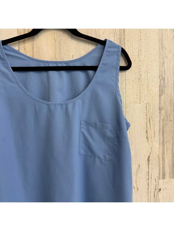 Women’s Size XL (16–18) Blue Sleeveless Pocket Blouse Tank Top - Image 8