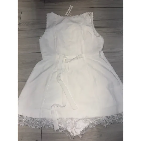 For Love & Lemons White Lace Trim Button Front Sleeveless Romper XL NWT - Image 7