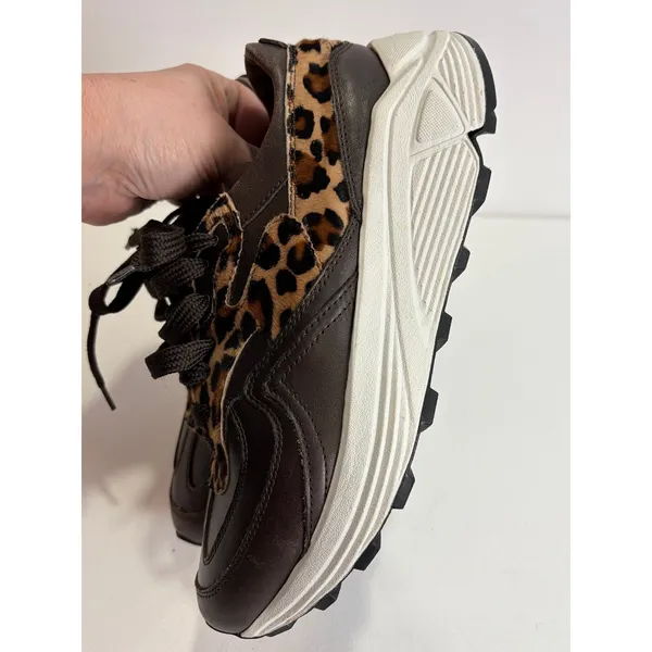 BOEMOS Leather Leopard Sneakers Vibram Sole‎ Made in Italy Womens 37 Pony Hair - Image 9
