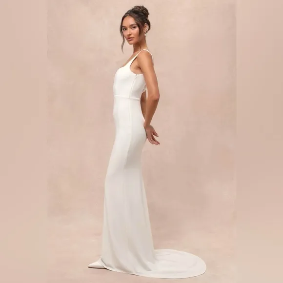 NEW LULUS Regal Classic White Sleeveless Twist-Back Maxi Dress SZ SMALL - Image 6