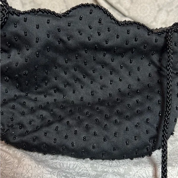 Black Beaded Evening Crossbody Bag - Image 3