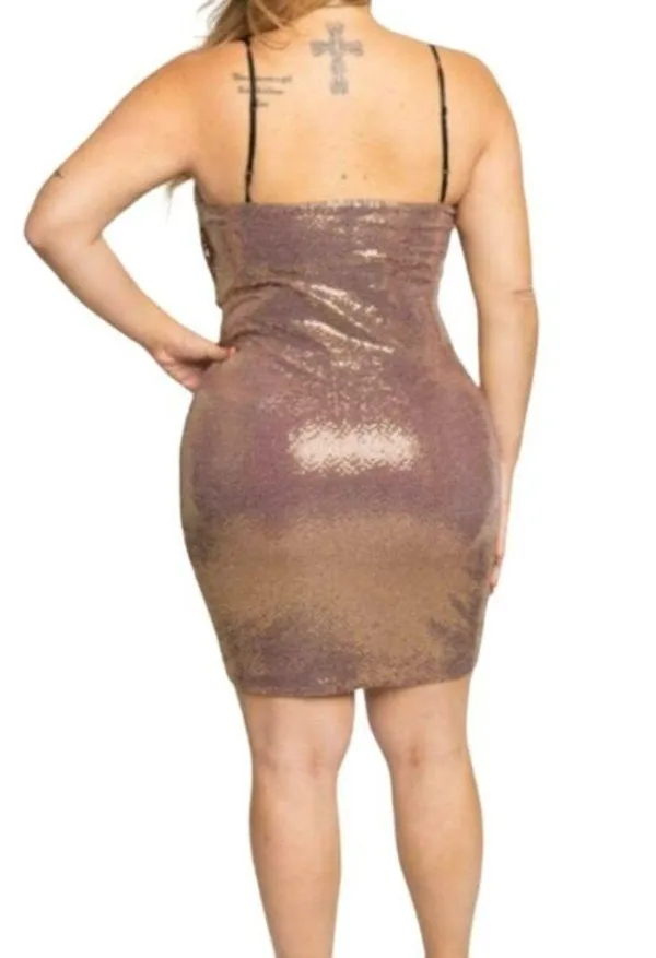 Bluebell Shimmer Cowl Neck Cocktail Dress Rose Gold Size 2X NWT - Image 2