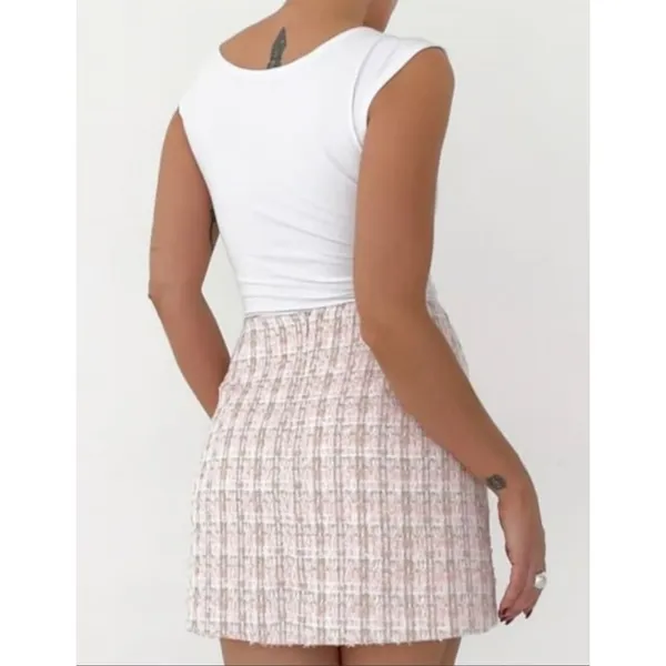 Rumored + Revolve‎ Coco Mini Skirt SMALL Tweed Pink Cottagecore Coquette - Image 3
