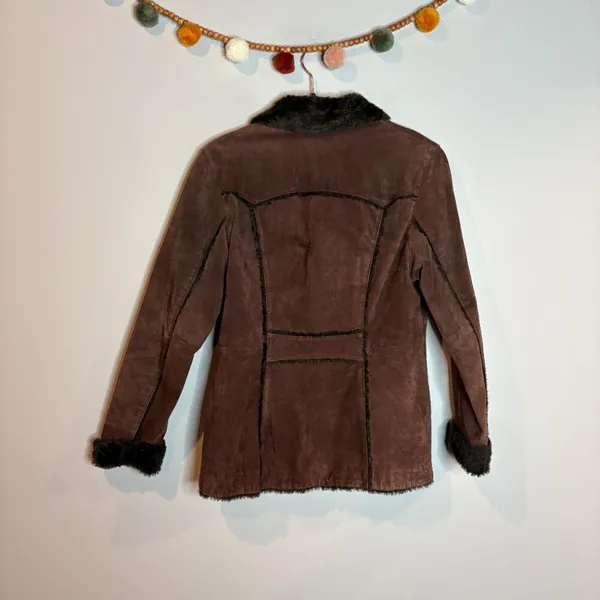 Vintage brown suede leather Penny Lane style coat - Image 5