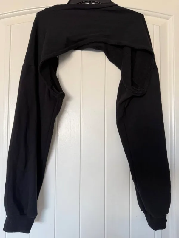 Papaya Y2K Cyber Futuristic Cut-Out Bolero Crop Sweatshirt Top Black Limited Edition Festival Streetwear Small - Image 5
