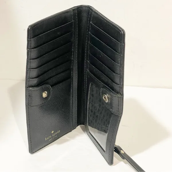Kate‎ Spade Stacy Women's Black Saffiano leather wallet Snap Closure Multi Card - Image 3