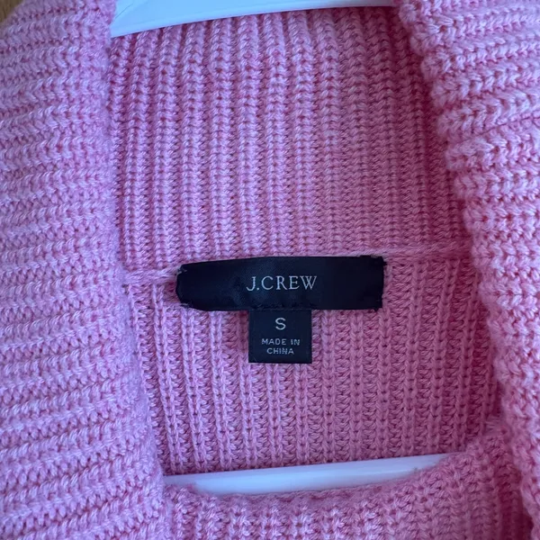 J. Crew Pink Ribbed relaxed turtleneck‎ sweater Cotton Cashmere Blend Size S - Image 3