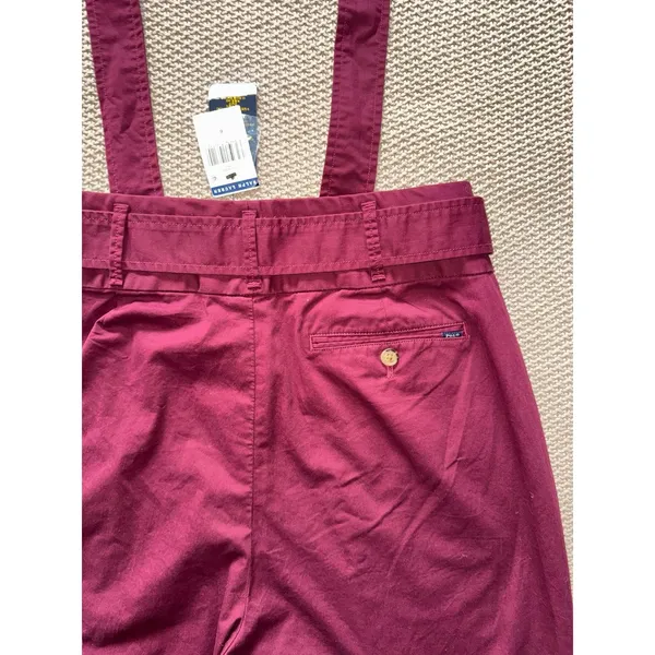 Polo Ralph Lauren Women's High Rise Retro Burgundy Pants Belted Size 6 NWT - Image 6
