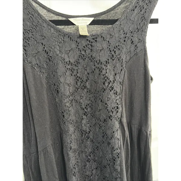 Three Seasons Maternity Lace Tank Top Womens Size S Black Sleeveless Rayon Blend - Image 3