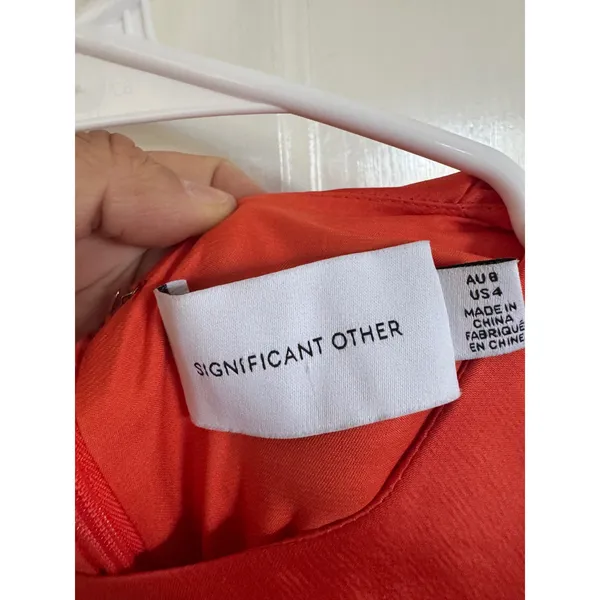 Significant Other Lara Bright‎ Orange Long Sleeve Satin Dress size US4 - Image 6