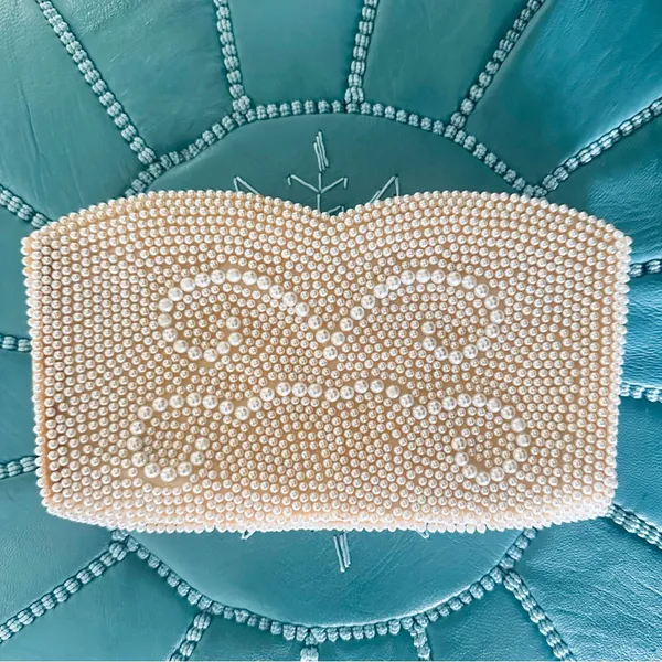 Vintage Faux Pearl Beaded Clutch - Image 2