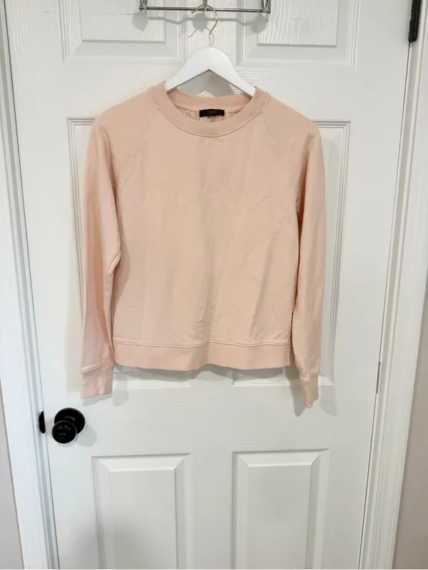 J.Crew Pink Eyelet Lace Back Sweatshirt Top Small Cottagecore Feminine - Image 2