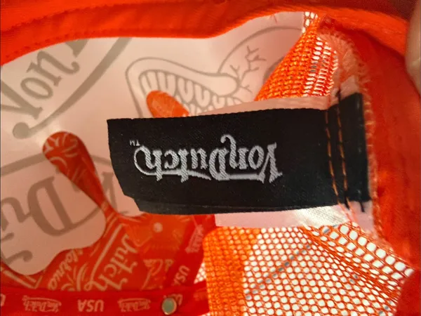 Von Dutch Orange & Green Camo Trucker Hat with Rhinestone Logo - Image 9